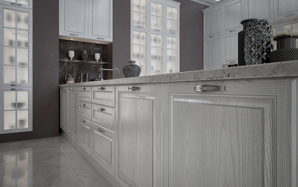 Кухня Виконт с серебристой патиной