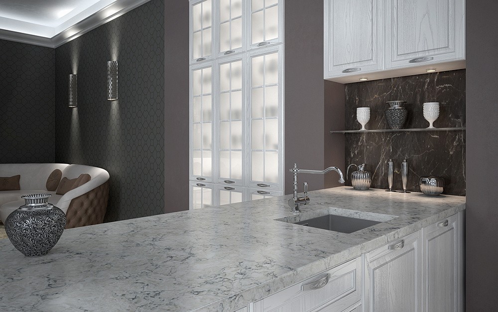 Кухня Виконт с серебристой патиной