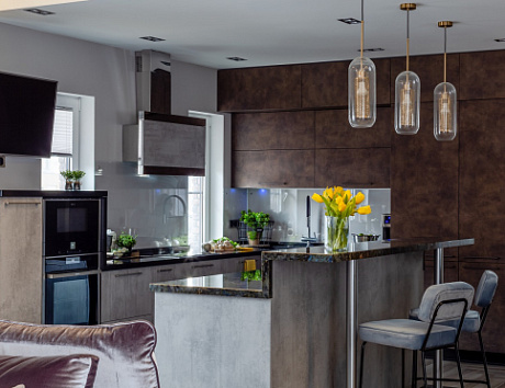 дизайн П-образной кухни