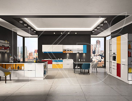 Белая кухня в стиле модерн