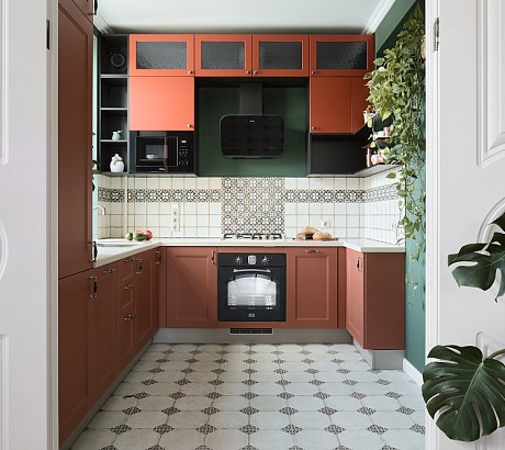 Необычная мандариновая кухня в сталинке